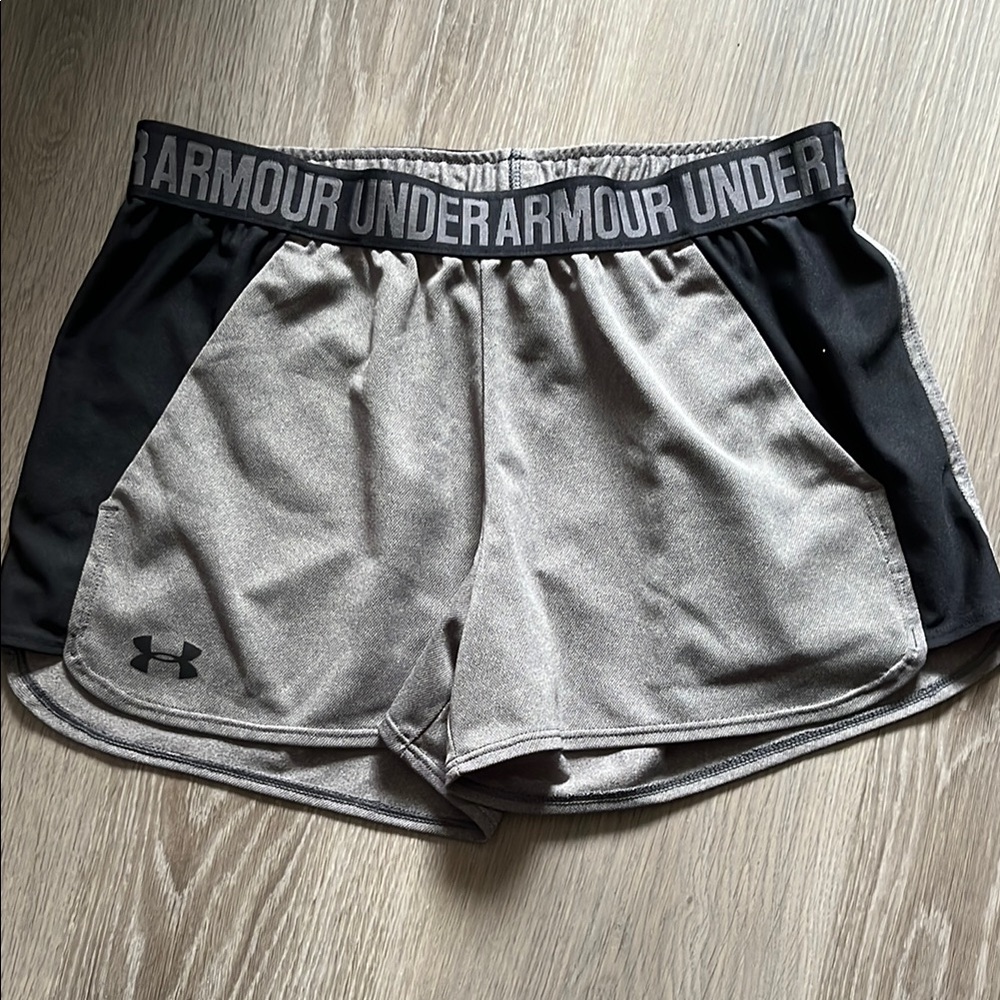 Under Armour Gray and Black Athletic Shorts with Breathable Fabric